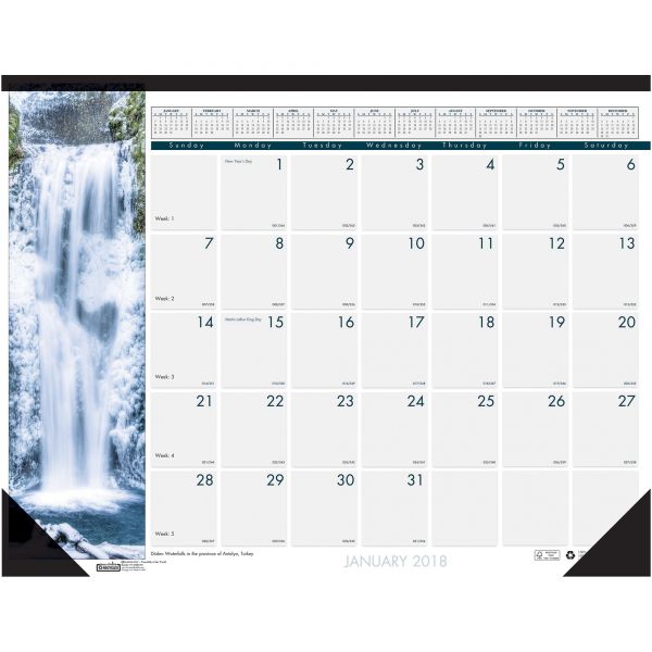 HOD1716 House of Doolittle Earthscapes Waterfalls of the World Monthly Desk Pad Calendar