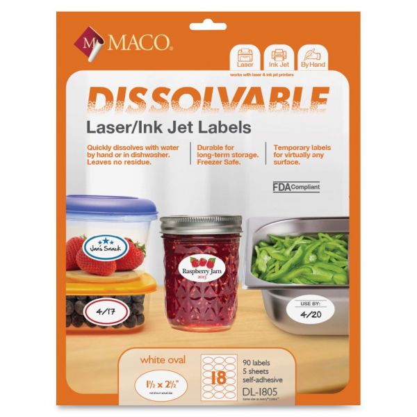 MACMDL1805 Maco Dissolvable Oval Labels