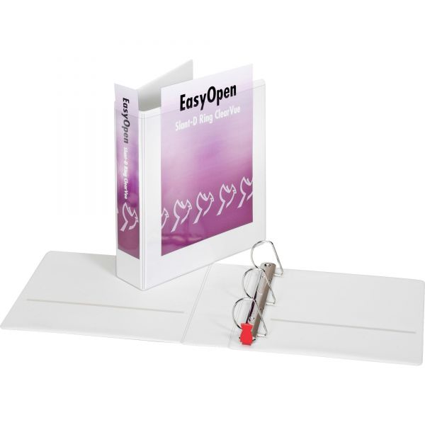 CRD10320 Cardinal Easy-Open ClearVue Locking 3-Ring View Binder, 2" Capacity, Slant-D Ring, White