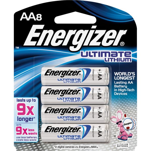 EVEL91BP8CT Energizer Ultimate Lithium AA Batteries