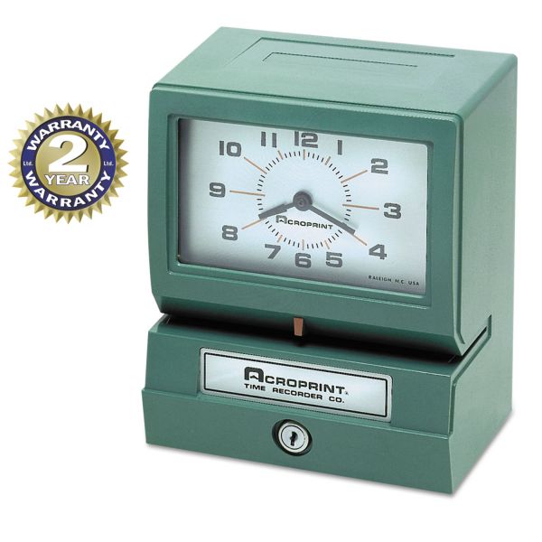 ACP012070400 Acroprint Model 150 Analog Automatic Print Time Clock with Day/1-12 Hours/Minutes