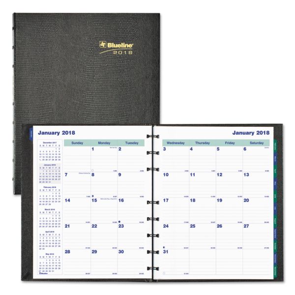 REDCF1200C81 Blueline MiracleBind 17-Mo. Academic Planner, Hard Cover, 9 1/4 x 7 1/4, Black, 2017-2018