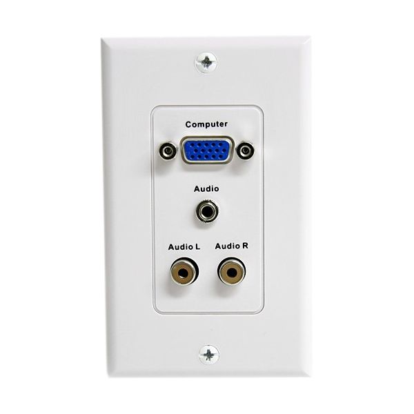 SYNX3019726 StarTech.com 15-Pin Female VGA Wall Plate with 3.5mm and RCA - White