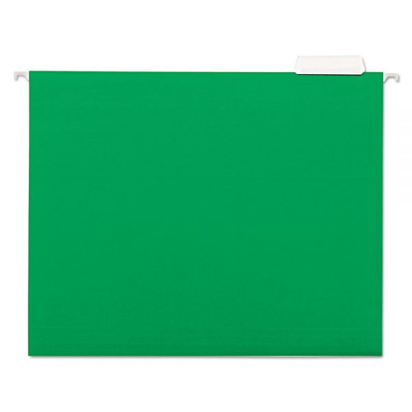 UNV14117 Universal Hanging File Folders, 1/5 Tab, 11 Point Stock, Letter, Green, 25/Box