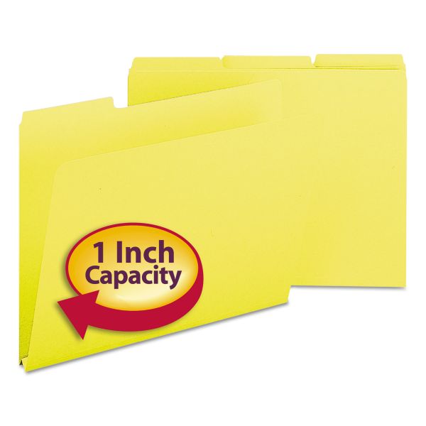 SMD21562 Smead Recycled Folders, One Inch Expansion, 1/3 Top Tab, Letter, Yellow, 25/Box