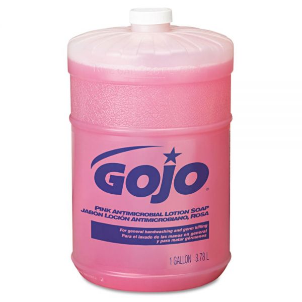 GOJ1845 GOJO Thick Pink Antimicrobial Lotion Soap, Floral, 1gal Bottle, 4/Carton