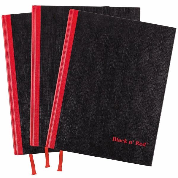 5 pack  Black n' Red Business Notebook, Hardcover, Casebound, 96 Ruled Sheets