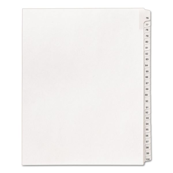 AVE01704 Avery Allstate-Style Legal Exhibit Side Tab Dividers, 25-Tab, 76-100, Letter, White