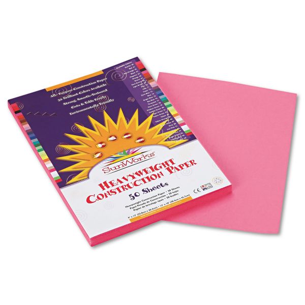 PAC7003 SunWorks Construction Paper, 58 lbs., 9 x 12, Pink, 50 Sheets/Pack