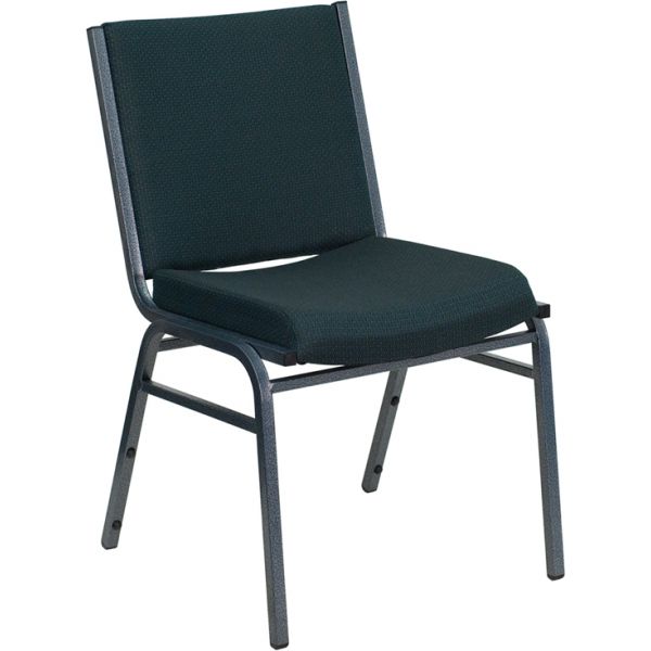 FHFXU60153GNGG Flash Furniture HERCULES Series Heavy Duty, 3'' Thickly Padded, Green Patterned Upholstered Stack Chair with Ganging Bracket