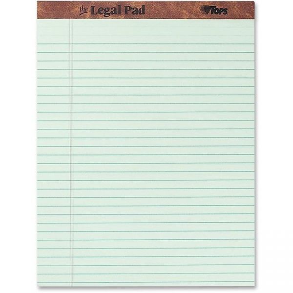 TOP7534 TOPS "The Legal Pad" Ruled Perforated Pads, 8 1/2 x 11 3/4, Green Tint, 50 Sheets