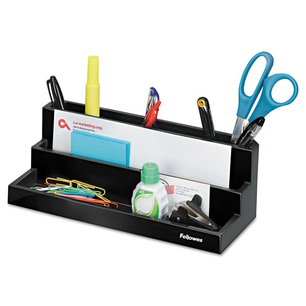 FEL8038901 Fellowes Designer Suites Desktop Organizer, 11 1/8 x 5 x 3 7/8, Black Pearl