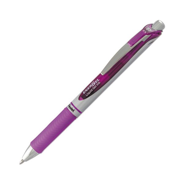 PENBL77V Pentel EnerGel RTX Retractable Liquid Gel Pen, .7mm, Black/Gray Barrel, Violet Ink