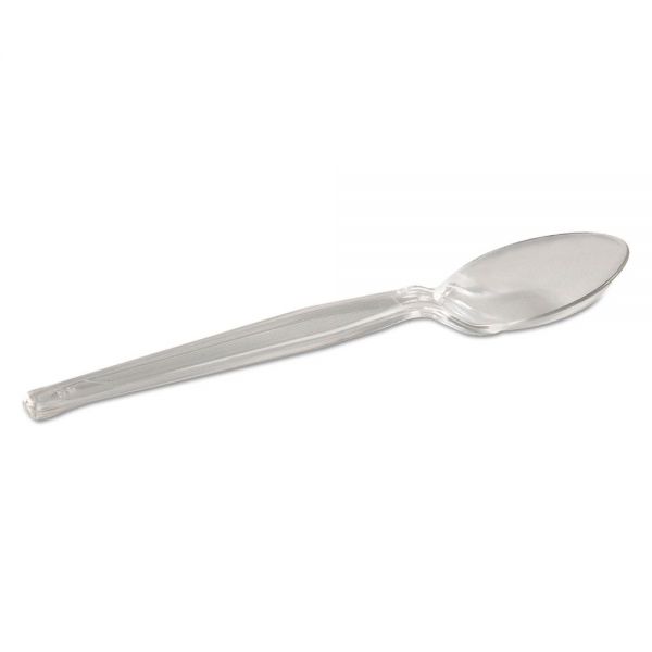 DXETH017 Dixie Plastic Cutlery, Heavyweight Teaspoon, Crystal Clear, 6", 1000/Carton