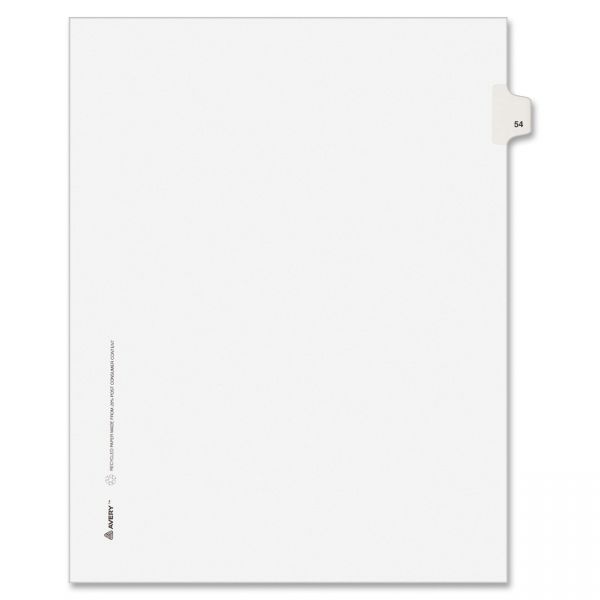 AVE01054 Avery-Style Legal Exhibit Side Tab Divider, Title: 54, Letter, White, 25/Pack