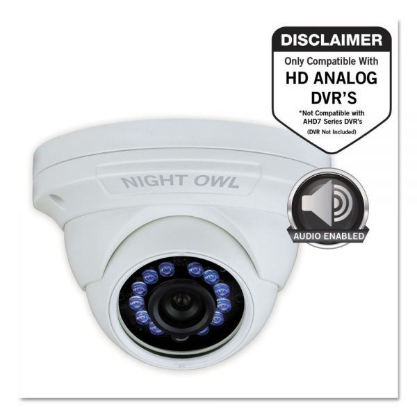 NGTCAMHDA10WDMA Night Owl Add-On HD Wired Audio-Enabled Security Dome Camera, 1080p Resolution