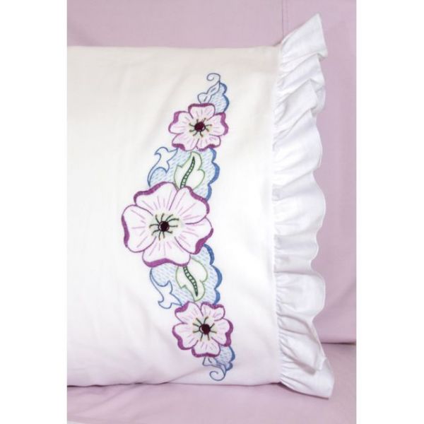 NOTM493925 Stamped Ruffled Edge Pillowcases 30"X20" 2/Pkg