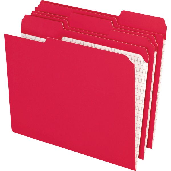 PFXR15213RED Pendaflex Reinforced Top Tab File Folders, 1/3 Cut, Letter, Red, 100/Box