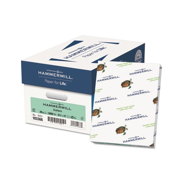 HAM103366 Hammermill Recycled Colored Paper, 20 lb, 8 1/2 x 11, Green, 500 Sheets/Ream