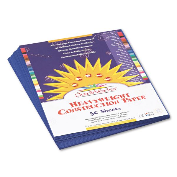 PAC7303 SunWorks Construction Paper, 58 lbs., 9 x 12, Dark Blue, 50 Sheets/Pack