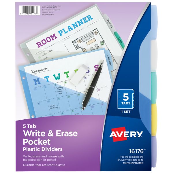 3 Ring Binder Dividers With 5-Tabs For Letter Size, 1/5 Cut, 3