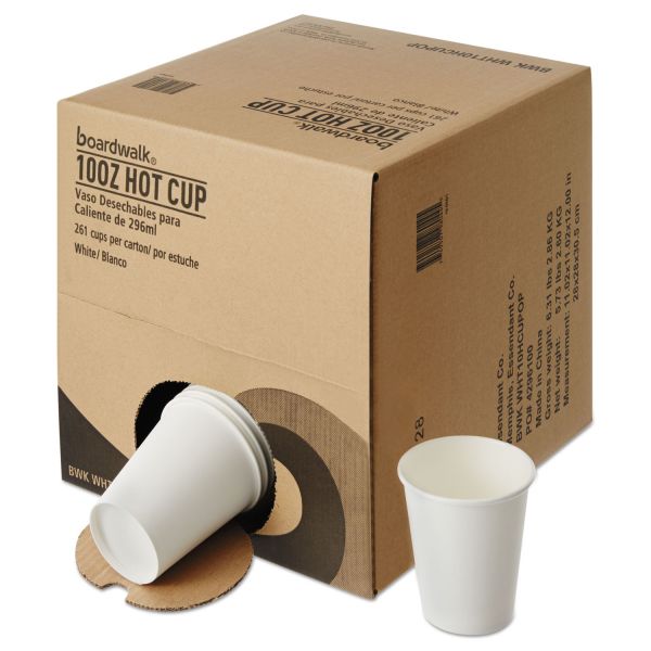 BWKWHT10HCUPOP Boardwalk Convenience Pack Paper Hot Cups, 10 oz, White, 261/Carton