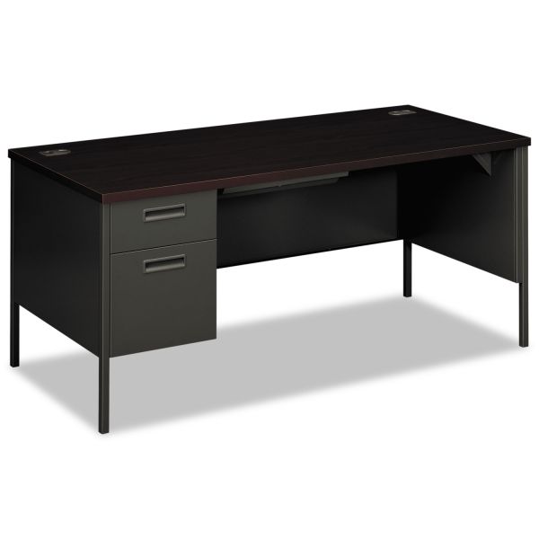 HONP3266LNS HON Metro Classic Left Pedestal Desk, 66w x 30d, Mahogany/Charcoal