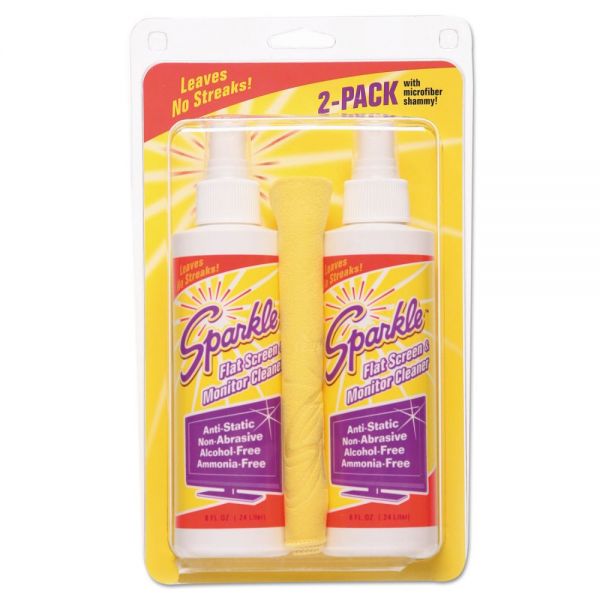 FUN50128 Sparkle Flat Screen & Monitor Cleaner, Pleasant Scent, 8 oz Bottle, 2/Pack