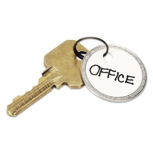 AVE11025 Avery Key Tags with Split Ring, 1 1/4 dia, White, 50/Pack