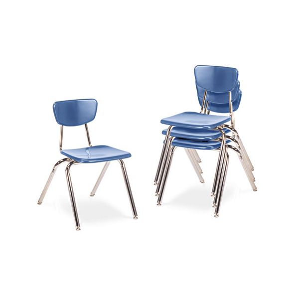 VIR301640 Virco 3000 Series Classroom Chairs, 16" Seat Height, Blueberry, 4/Carton