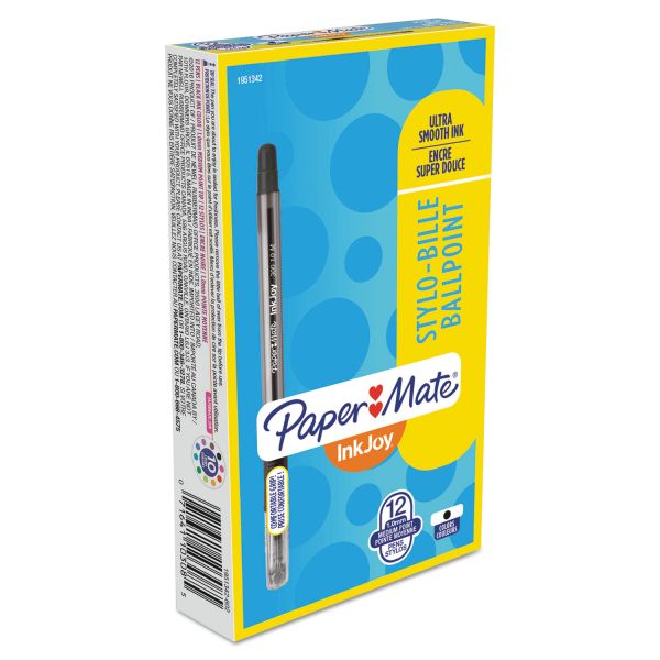 PAP1951342 Paper Mate InkJoy 300 Ballpoint Stick Pen, Black, Medium, Dozen
