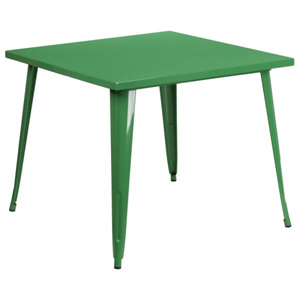 FHFCH5105029GNGG Flash Furniture 35.5'' Square Green Metal Indoor-Outdoor Table