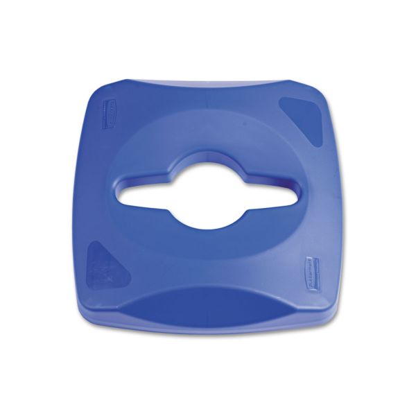 RCP1788374 Rubbermaid Commercial Untouchable Single Stream Recycling Top, Blue
