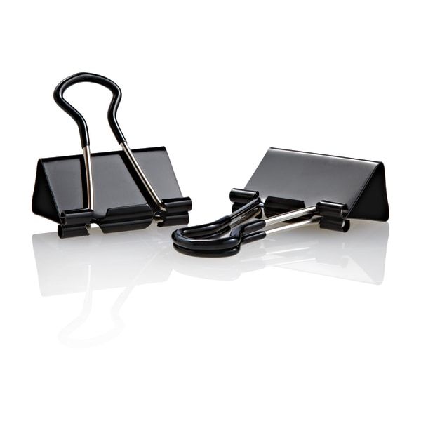 Grip Binder Clips, Medium, Black, 8/pk