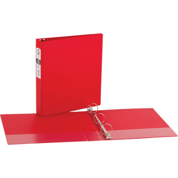 AVE03410 Avery Economy Non-View 3-Ring Binder, 1 1/2" Capacity, Round Ring, Red