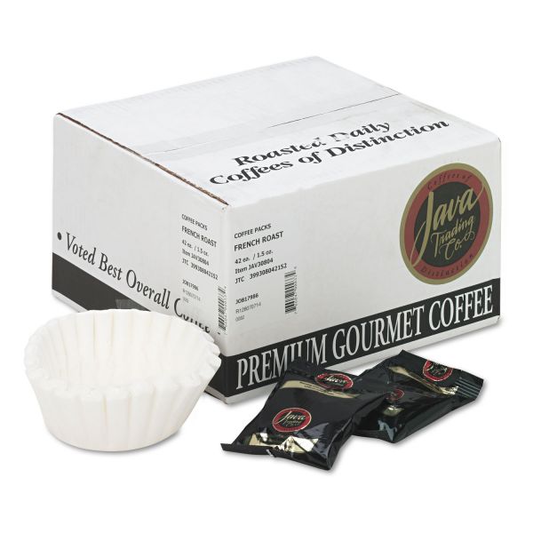 JAV308042 Distant Lands Coffee Coffee Portion Packs, 1.5oz Packs, French Roast, 42/Carton