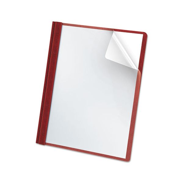 OXF58811 Oxford Premium Paper Clear Front Cover, 3 Fasteners, Letter, Red, 25/Box