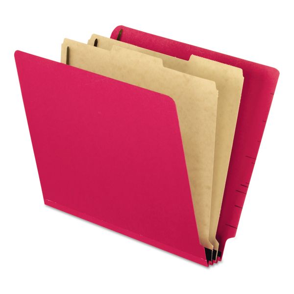 PFX23216 Pendaflex Pressboard End Tab Classification Folders, Letter, 2 Dividers, Red, 10/Box