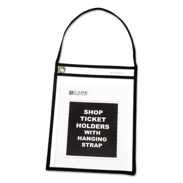 CLI41922 C-Line Shop Ticket Holder with Strap, Black, Stitched, 75", 9 x 12, 15/BX