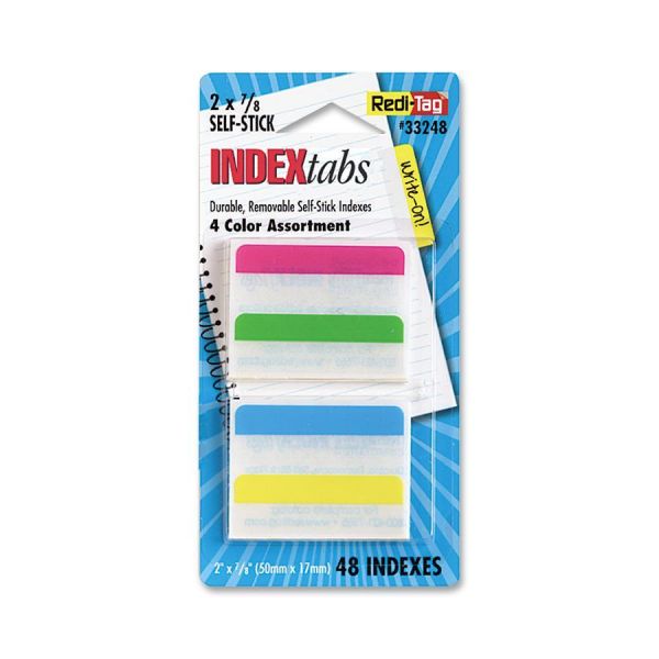 RTG33248 Redi-Tag Write-On Self-Stick Index Tabs, 2 x 11/16, 4 Colors, 48/Pack
