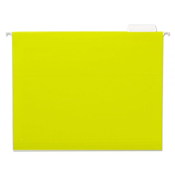 UNV14119 Universal Hanging File Folders, 1/5 Tab, 11 Point Stock, Letter, Yellow, 25/Box