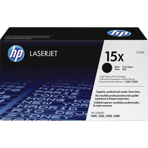 HEWC7115X HP 15X, (C7115X) High Yield Black Original LaserJet Toner Cartridge