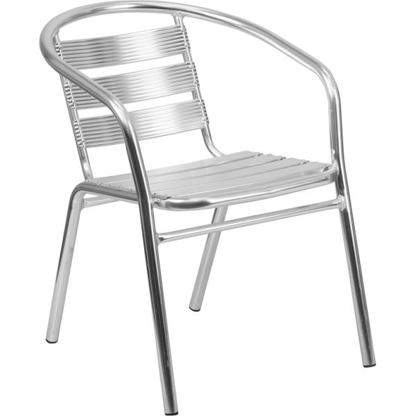 FHFTLH1GG Flash Furniture Heavy Duty Aluminum Commercial Indoor-Outdoor Restaurant Stack Chair with Triple Slat Back