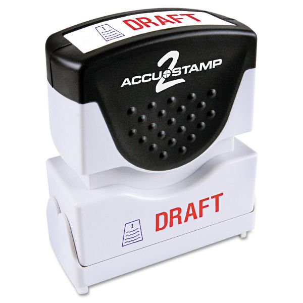 COS035542 ACCUSTAMP2 Pre-Inked Shutter Stamp, Red/Blue, DRAFT, 1 5/8 x 1/2