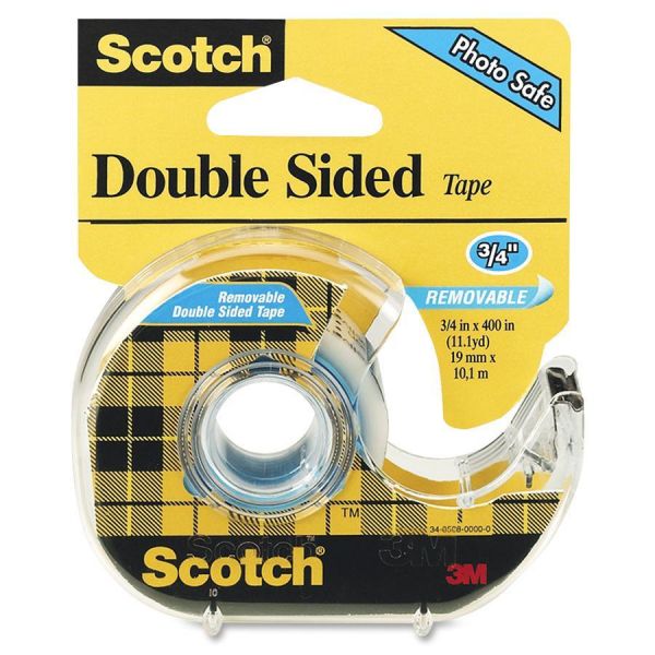 MMM667 Scotch 667 Double-Sided Removable Tape and Dispenser, 3/4" x 400", Clear