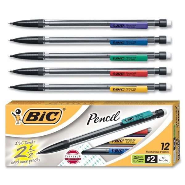 BICMP11 BIC Xtra-Life Mechanical Pencil, 0.7mm, Clear, Dozen