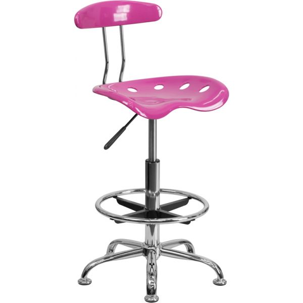 FHFLF215CANDYHEARTGG Flash Furniture Vibrant Drafting Stool with Tractor Seat