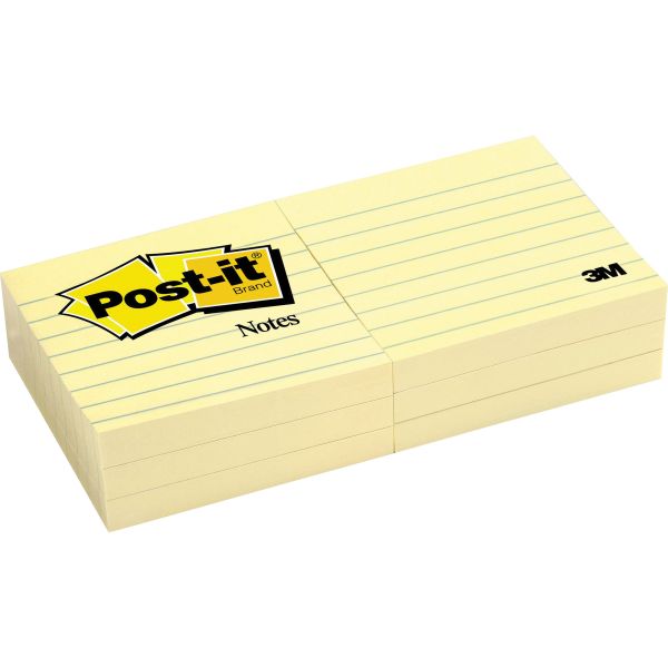 MMM630SS Post-it 3" x 3" Ruled/Lined Notes