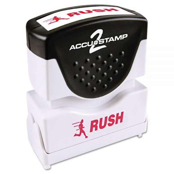 COS035590 ACCUSTAMP2 Pre-Inked Shutter Stamp, Red, RUSH, 1 5/8 x 1/2
