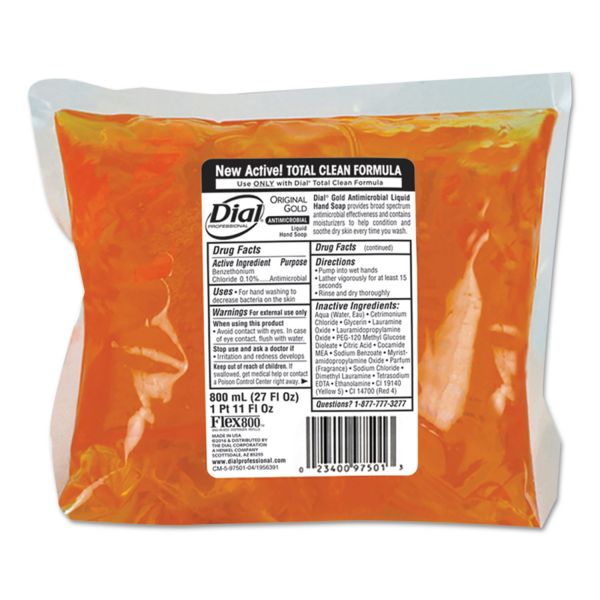 DIA97501CT Dial Professional Liquid Dial Gold Soap Refill, Floral Fragrance, Dispenser, 800mL Bag, 12/Ct